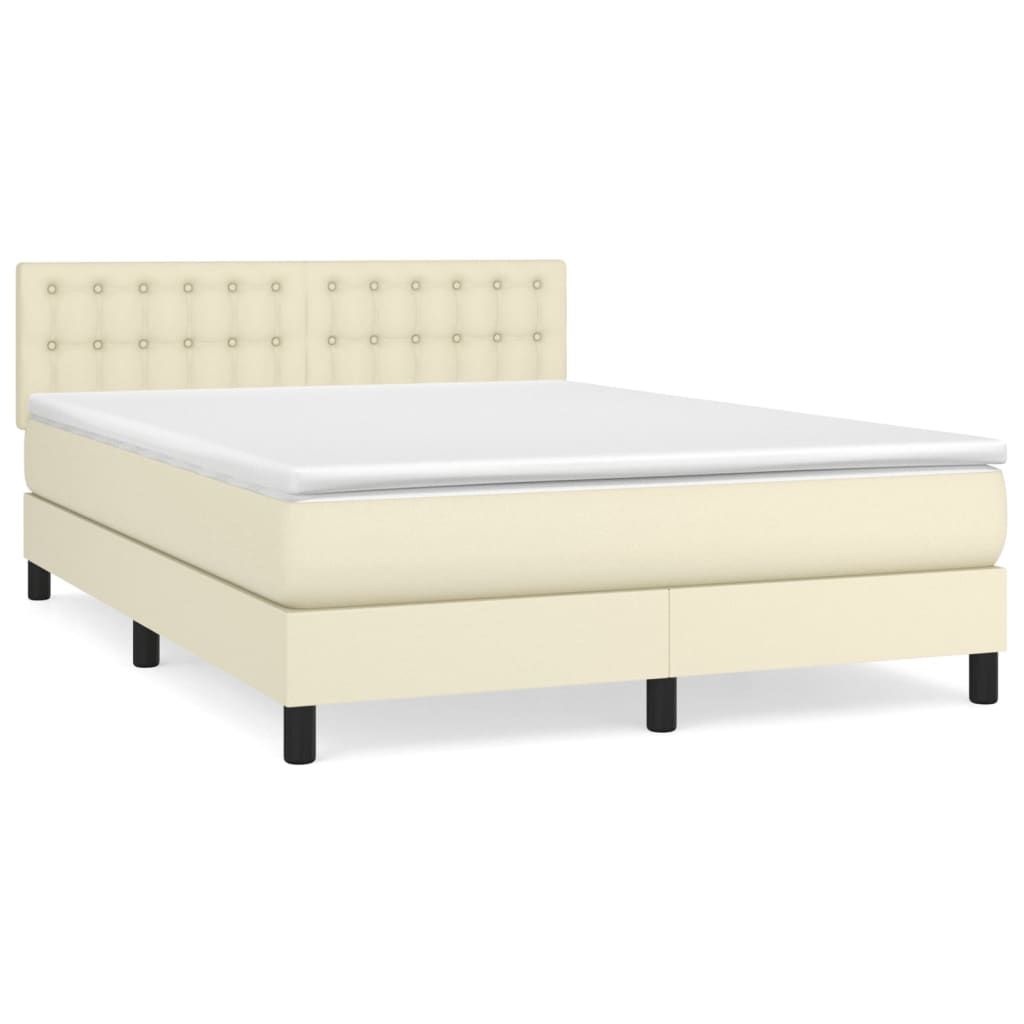 Giroletto a Molle con Materasso Crema 140x200 cm in Similpelle | homemem39