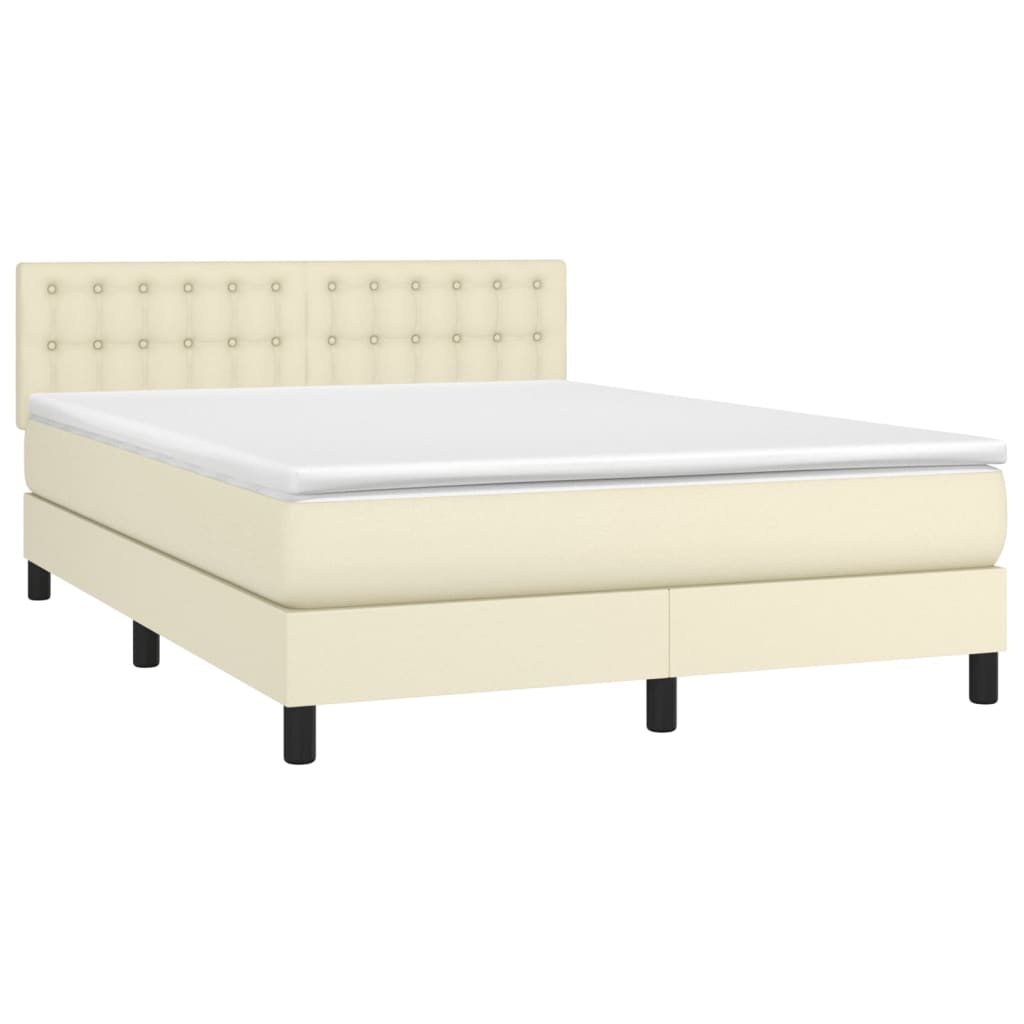 Giroletto a Molle con Materasso Crema 140x200 cm in Similpelle | homemem39