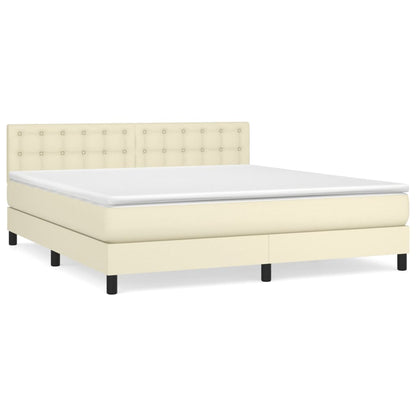 Giroletto a Molle con Materasso Crema 160x200 cm in Similpelle | homemem39