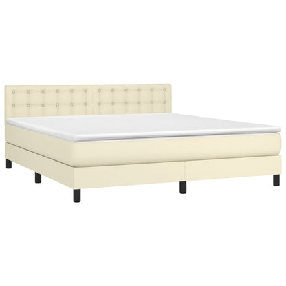 Giroletto a Molle con Materasso Crema 160x200 cm in Similpelle | homemem39
