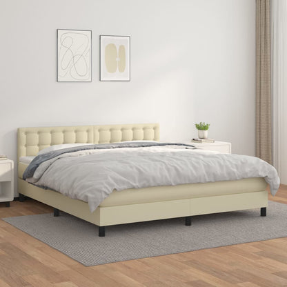 Giroletto a Molle con Materasso Crema 160x200 cm in Similpelle | homemem39