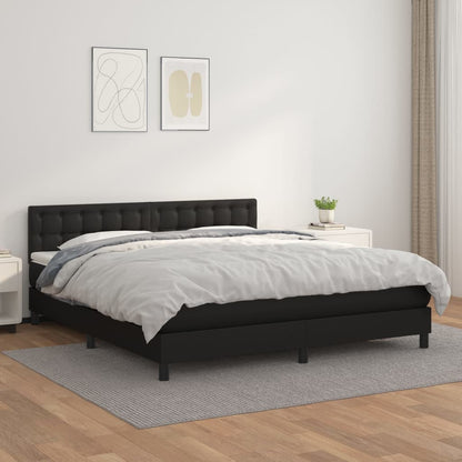 Giroletto a Molle con Materasso Nero 180x200 cm in Similpelle | homemem39