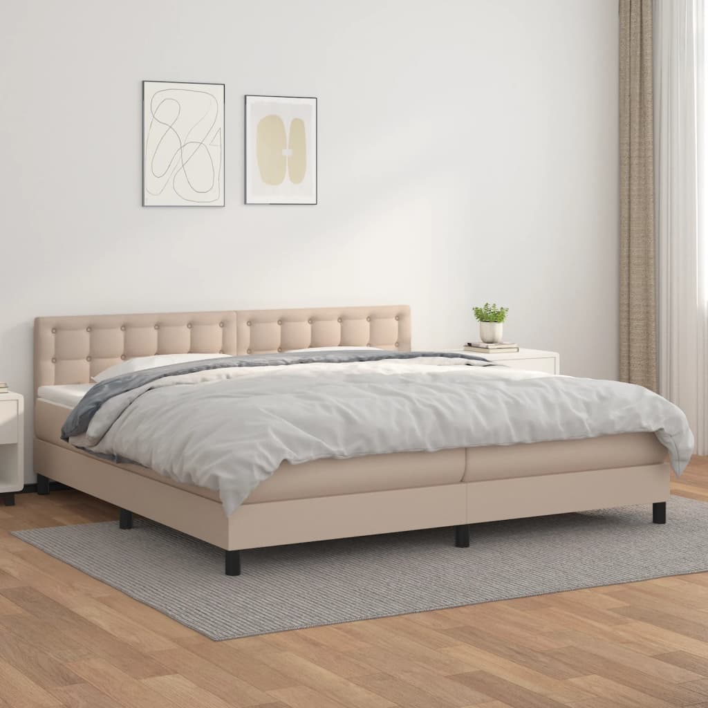 Giroletto a Molle con Materasso Cappuccino 200x200cm Similpelle | homemem39
