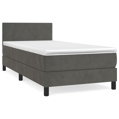 Giroletto a Molle con Materasso Grigio Scuro 80x200 cm Velluto | homemem39