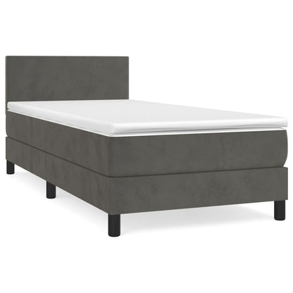 Giroletto a Molle con Materasso Grigio Scuro 90x190 cm Velluto
