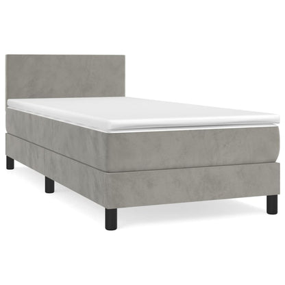 Giroletto a Molle con Materasso Grigio Chiaro 100x200cm Velluto | homemem39
