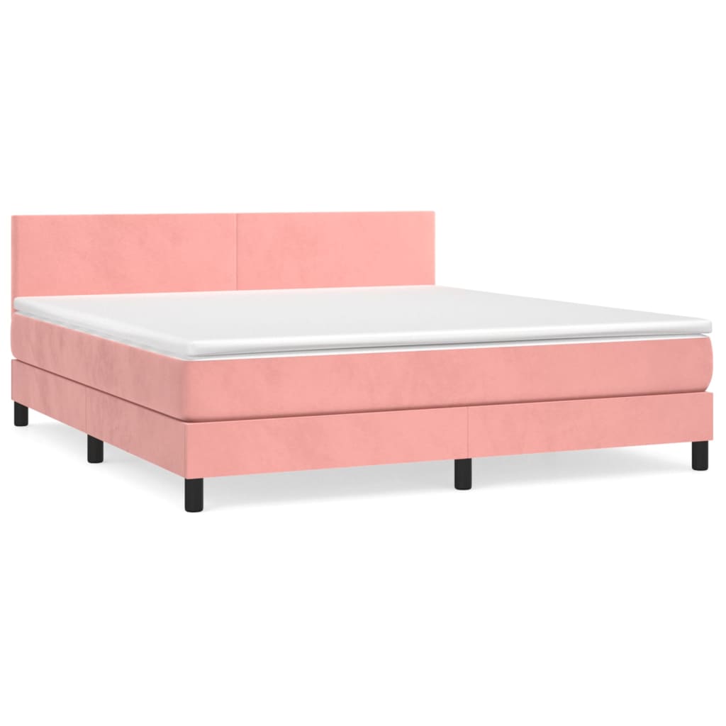 Giroletto a Molle con Materasso Rosa 160x200 cm in Velluto