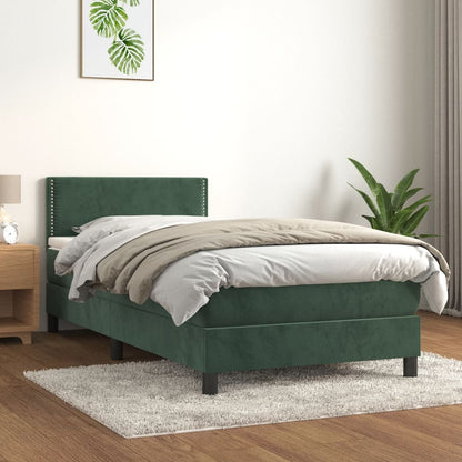 Giroletto a Molle con Materasso Verde Scuro 90x200 cm Velluto - homemem39