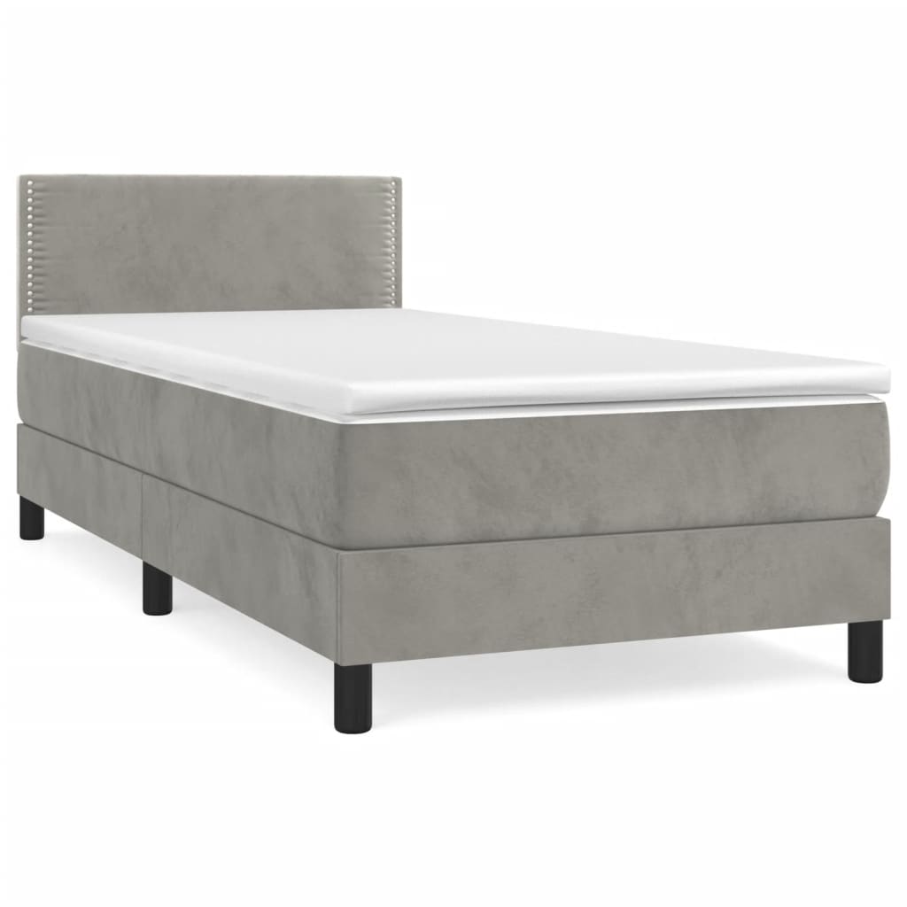 Giroletto a Molle con Materasso Grigio Chiaro 100x200cm Velluto | homemem39