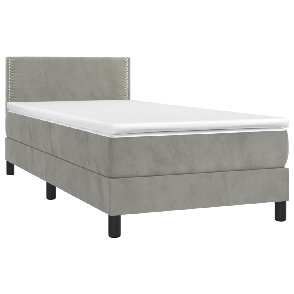 Giroletto a Molle con Materasso Grigio Chiaro 100x200cm Velluto | homemem39