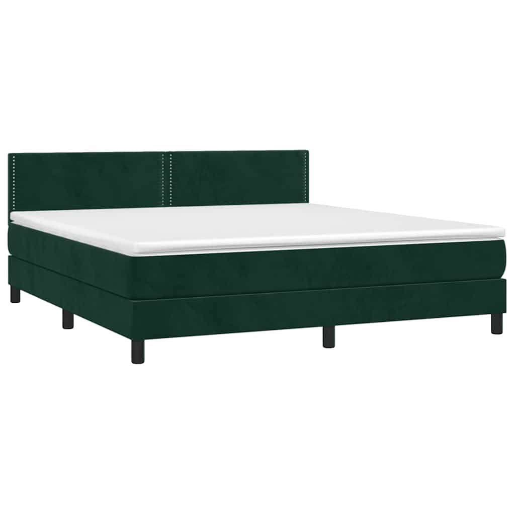 Giroletto a Molle con Materasso Verde Scuro 180x200 cm Velluto