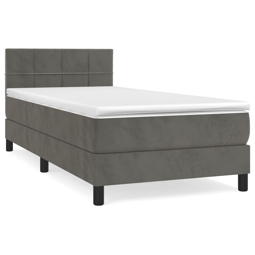 Giroletto a Molle con Materasso Grigio Scuro 80x200 cm Velluto | homemem39