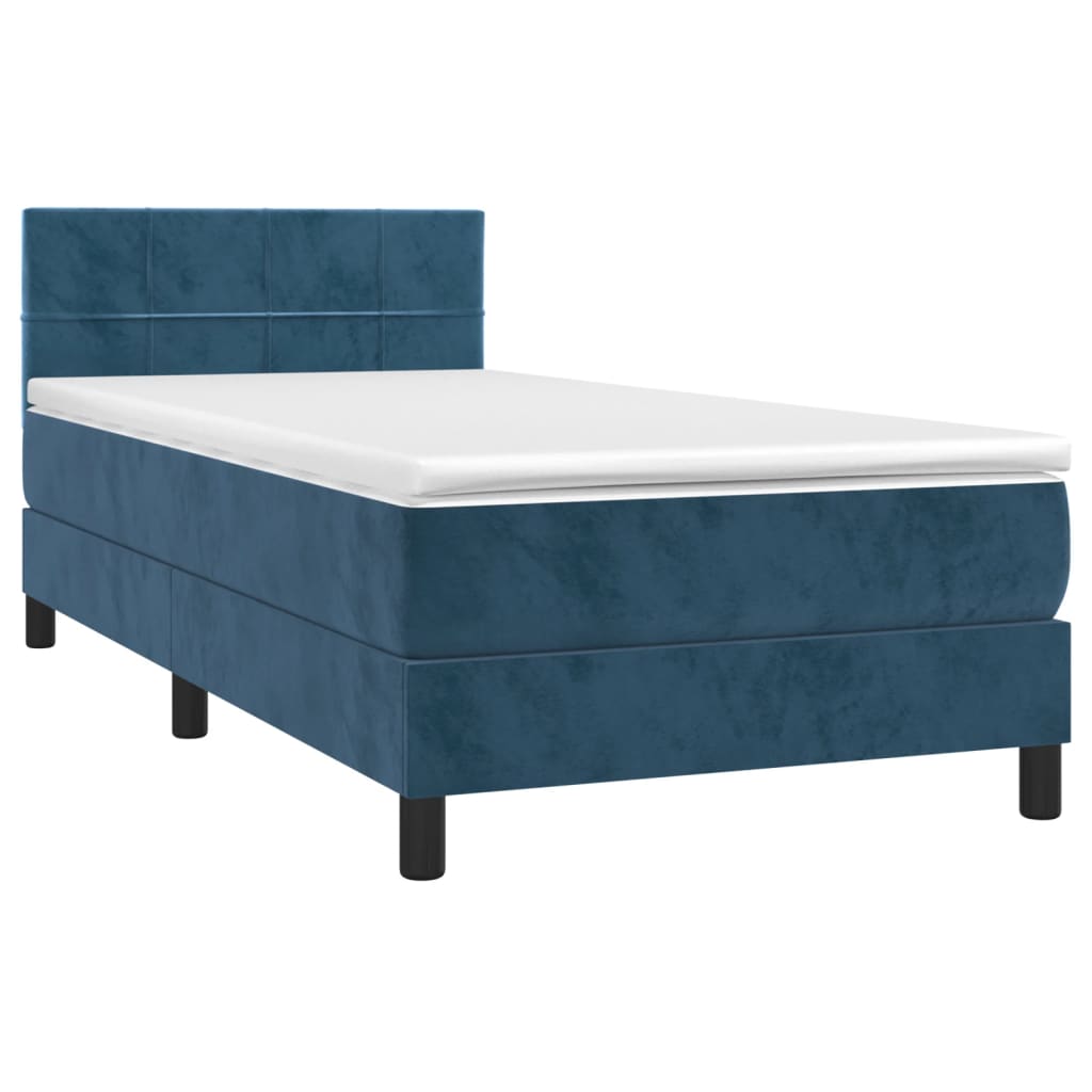 Giroletto a Molle con Materasso Blu Scuro 80x200 cm in Velluto