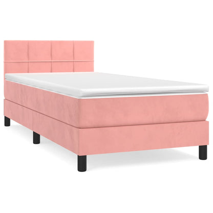 Giroletto a Molle con Materasso Rosa 80x200 cm in Velluto