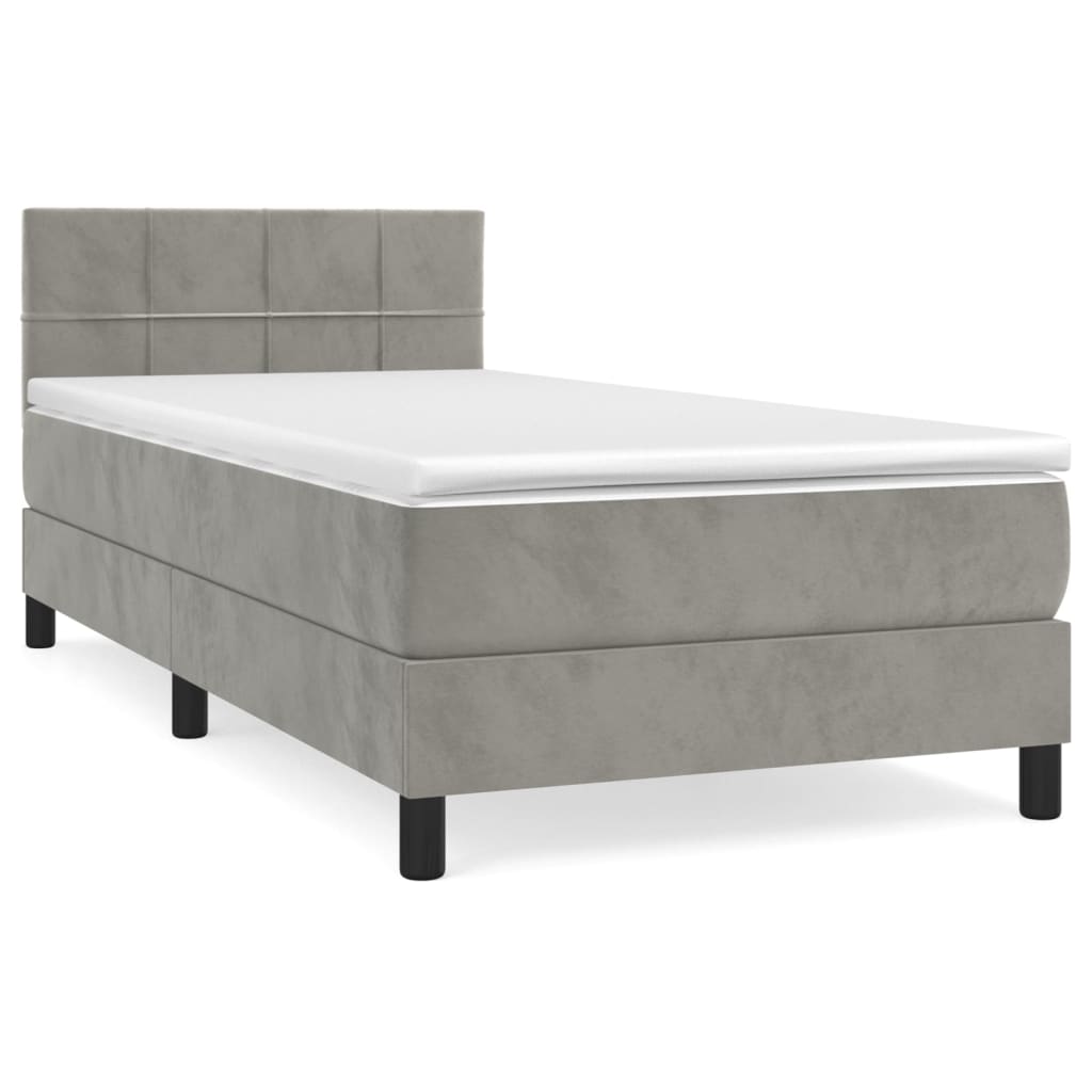 Giroletto a Molle con Materasso Grigio Chiaro 100x200cm Velluto | homemem39