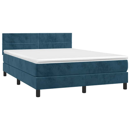 Giroletto a Molle con Materasso Blu Scuro 140x190 cm in Velluto