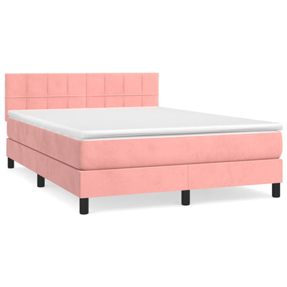 Giroletto a Molle con Materasso Rosa 140x190 cm in Velluto