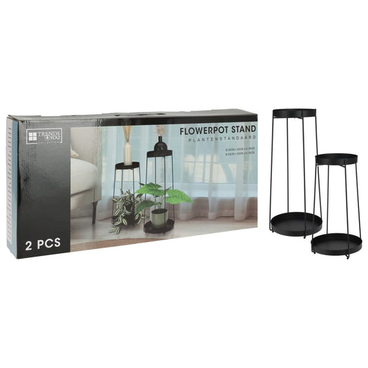 Supporti per Vasi di Fiori 2 pz in Metallo Nero