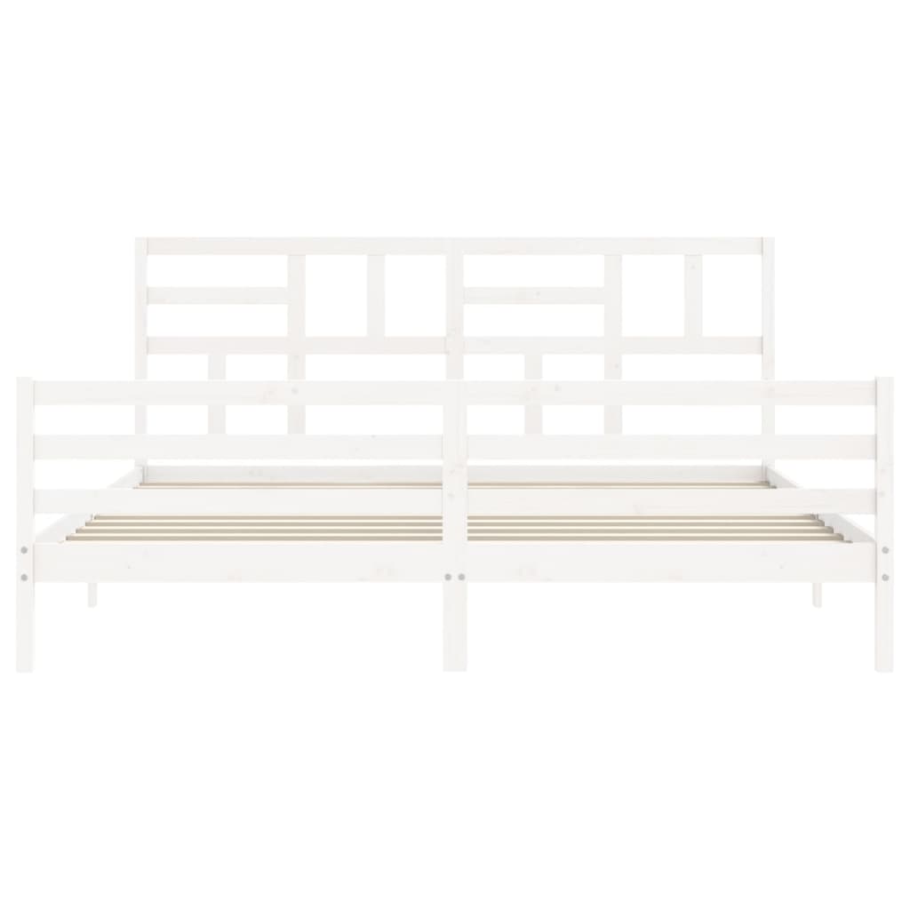 Giroletto con Testiera Bianco 200x200 cm in Legno Massello