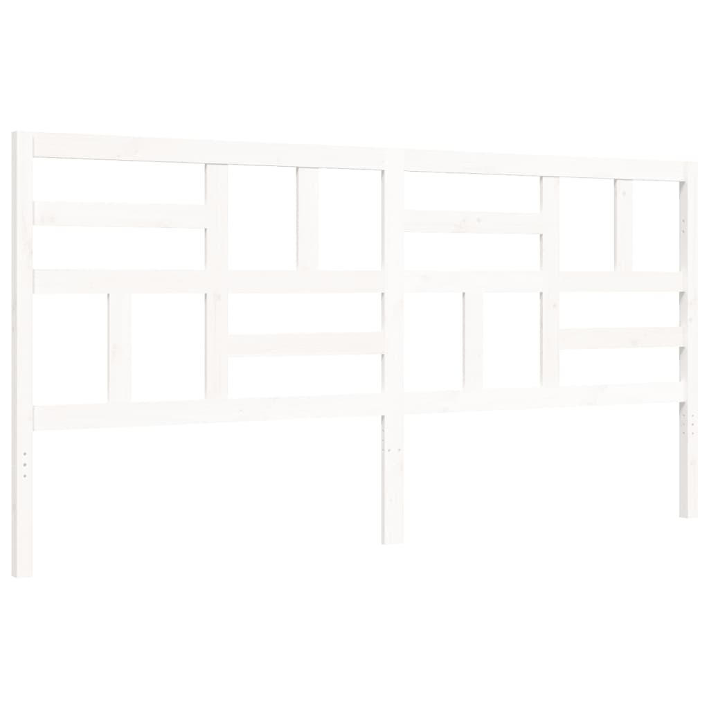 Giroletto con Testiera Bianco 200x200 cm in Legno Massello