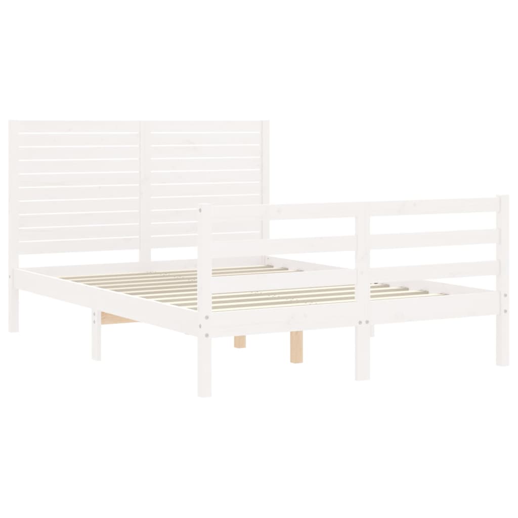Giroletto con Testiera Bianco 140x190 cm in Legno Massello - homemem39