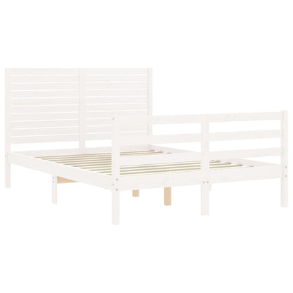 Giroletto con Testiera Bianco 140x190 cm in Legno Massello - homemem39