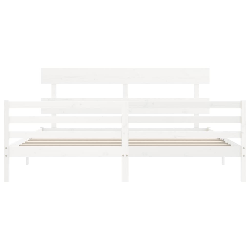 Giroletto con Testiera Bianco 200x200 cm in Legno Massello | homemem39