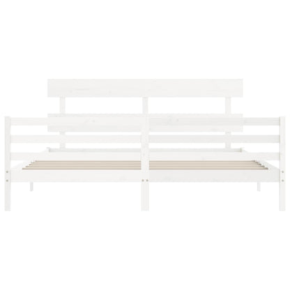 Giroletto con Testiera Bianco 200x200 cm in Legno Massello | homemem39