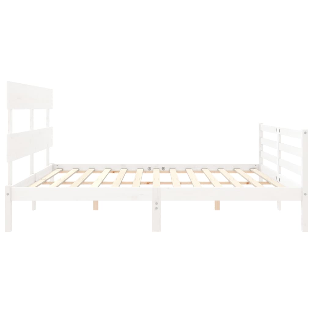 Giroletto con Testiera Bianco 200x200 cm in Legno Massello | homemem39