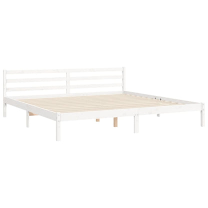 Giroletto con Testiera Bianco 200x200 cm in Legno Massello | homemem39