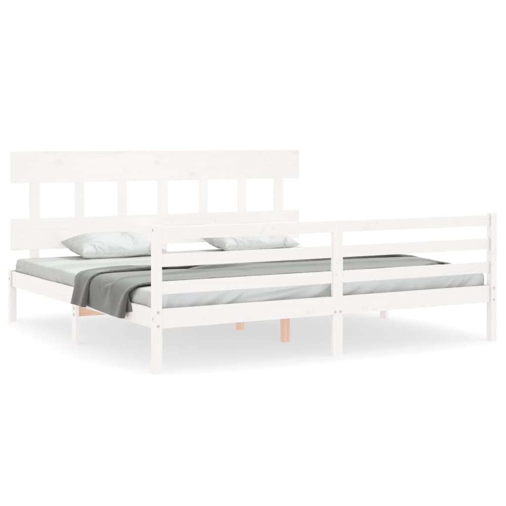 Giroletto con Testiera Bianco 200x200 cm in Legno Massello | homemem39