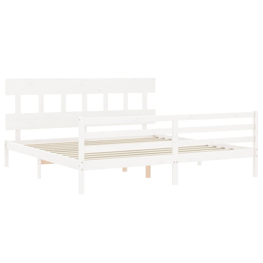 Giroletto con Testiera Bianco 200x200 cm in Legno Massello | homemem39