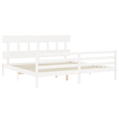 Giroletto con Testiera Bianco 200x200 cm in Legno Massello