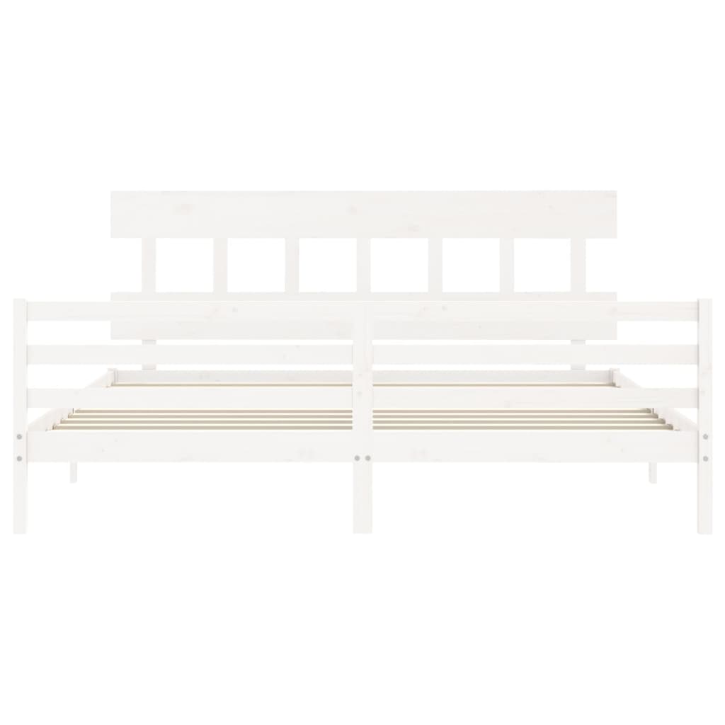 Giroletto con Testiera Bianco 200x200 cm in Legno Massello | homemem39