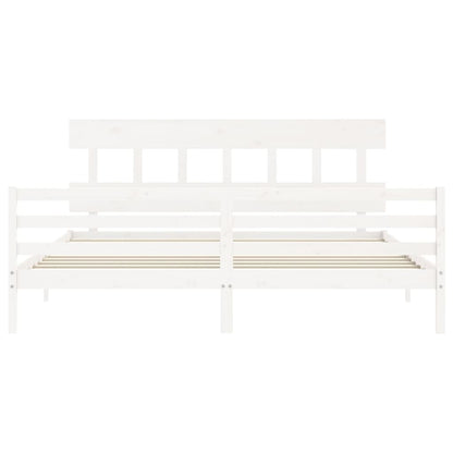 Giroletto con Testiera Bianco 200x200 cm in Legno Massello | homemem39