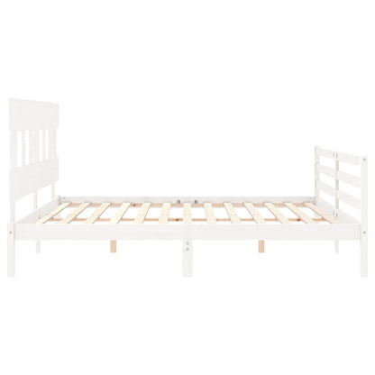 Giroletto con Testiera Bianco 200x200 cm in Legno Massello | homemem39