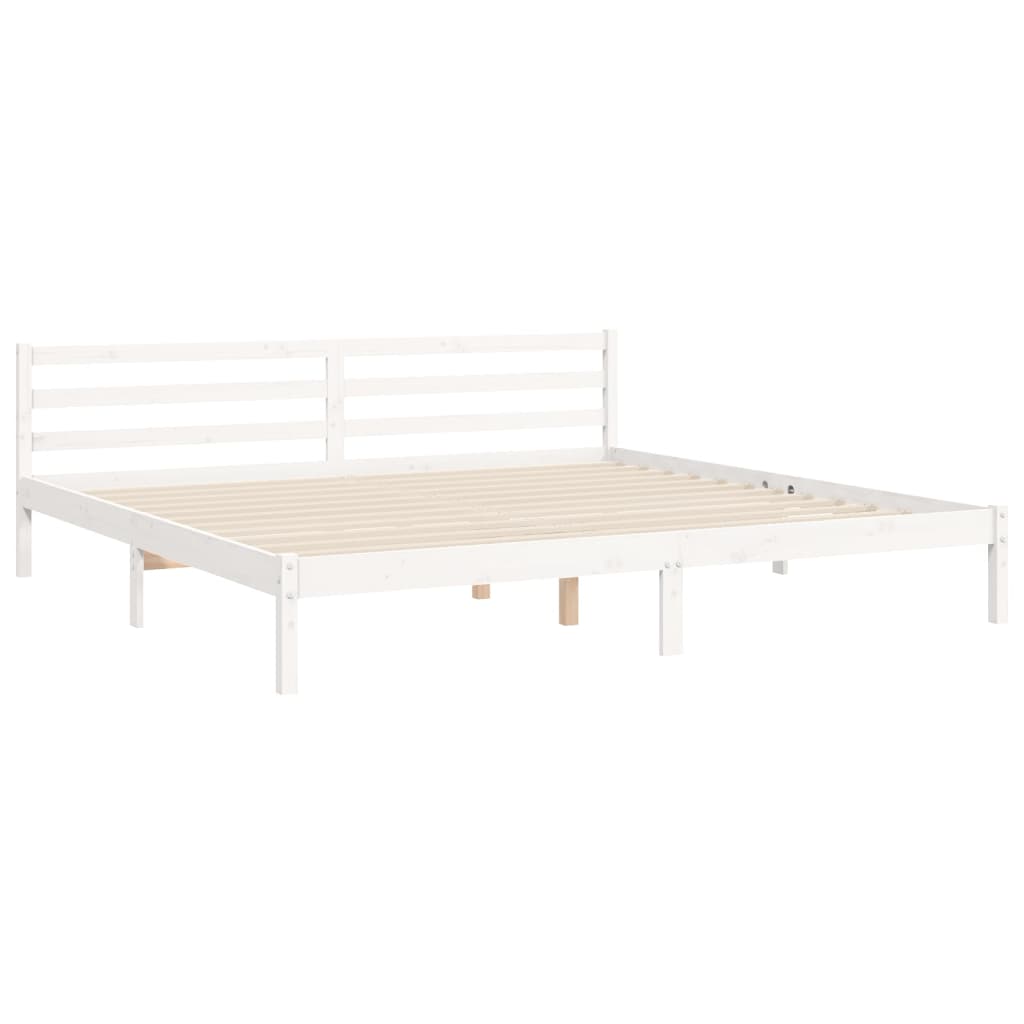 Giroletto con Testiera Bianco 200x200 cm in Legno Massello | homemem39