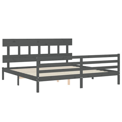 Giroletto con Testiera Grigio 200x200 cm in Legno Massello | homemem39