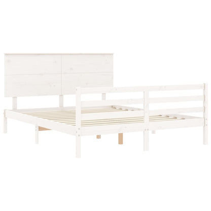 Giroletto con Testiera Bianco King Size in Legno Massello - homemem39