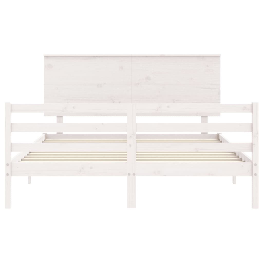 Giroletto con Testiera Bianco King Size in Legno Massello - homemem39