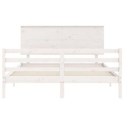 Giroletto con Testiera Bianco King Size in Legno Massello - homemem39