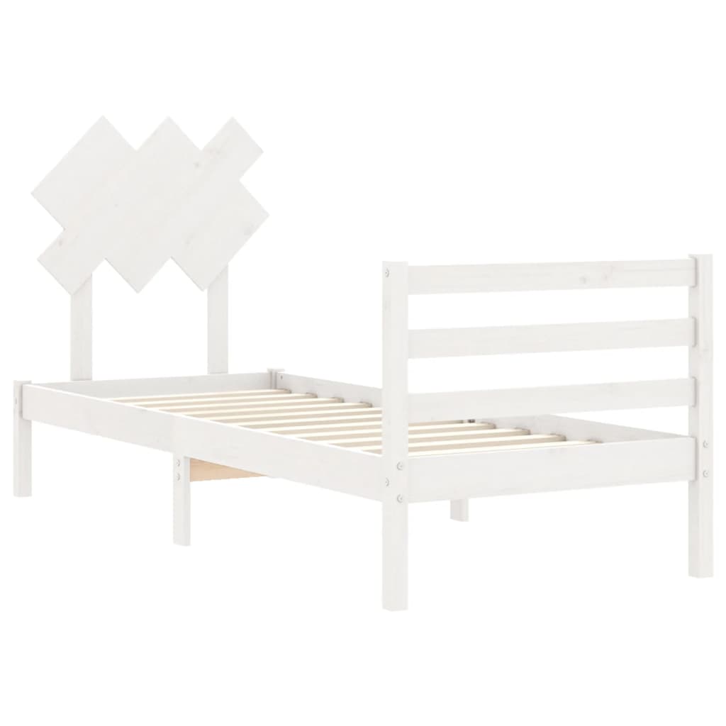Giroletto con Testiera Bianco Single in Legno Massello