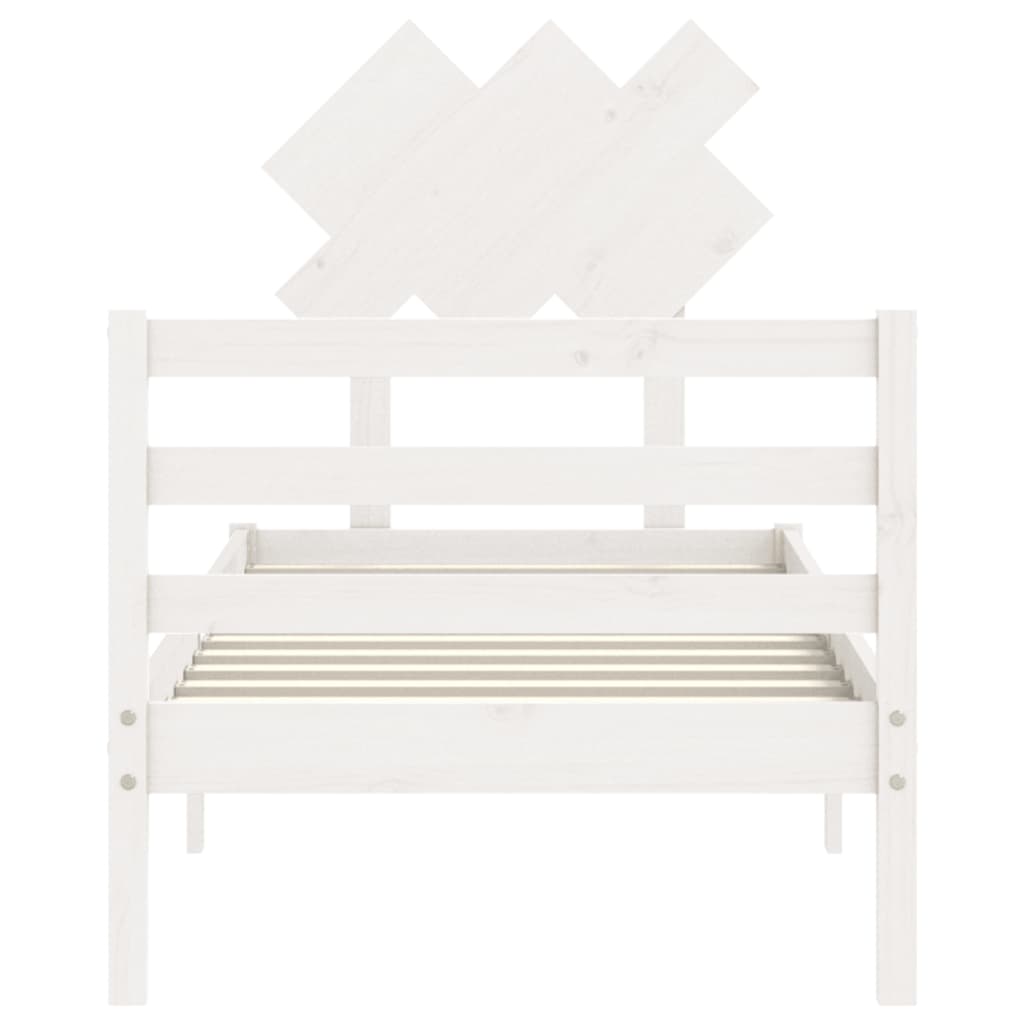 Giroletto con Testiera Bianco Single in Legno Massello