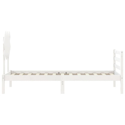 Giroletto con Testiera Bianco Single in Legno Massello