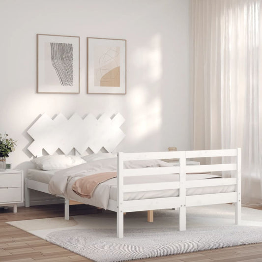 Giroletto con Testiera Bianco Double in Legno Massello - homemem39