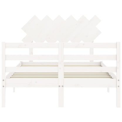 Giroletto con Testiera Bianco 120x200 cm in Legno Massello