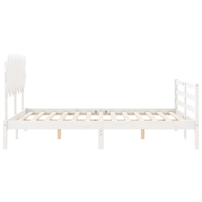 Giroletto con Testiera Bianco King Size in Legno Massello - homemem39