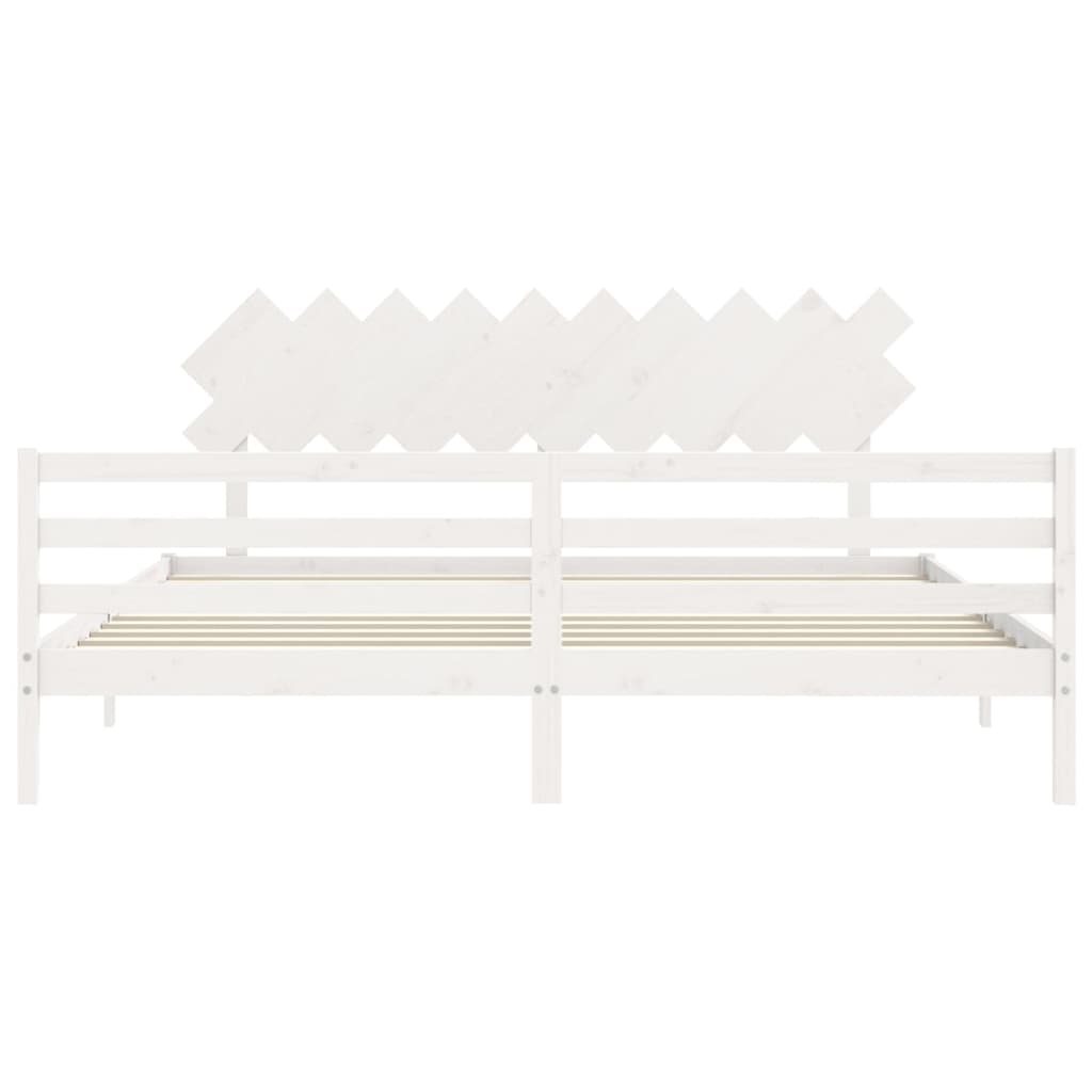 Giroletto con Testiera Bianco 200x200 cm in Legno Massello