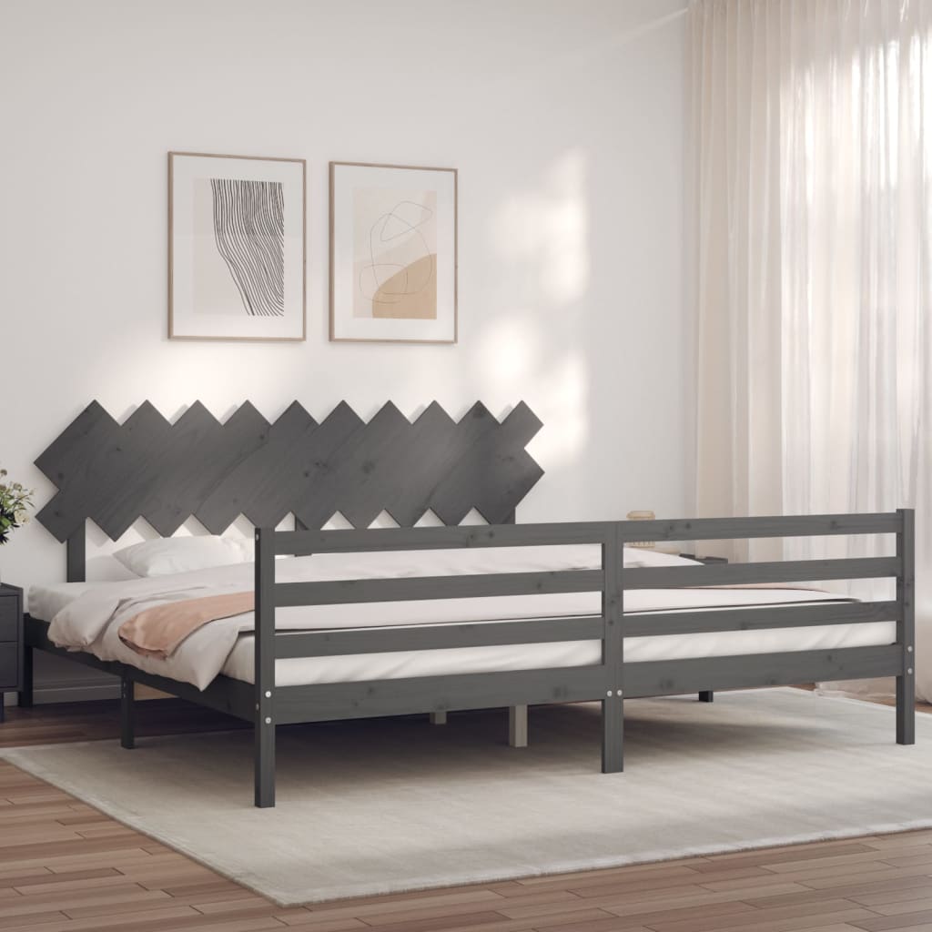 Giroletto con Testiera Grigio 200x200 cm in Legno Massello | homemem39