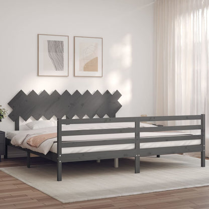 Giroletto con Testiera Grigio 200x200 cm in Legno Massello | homemem39